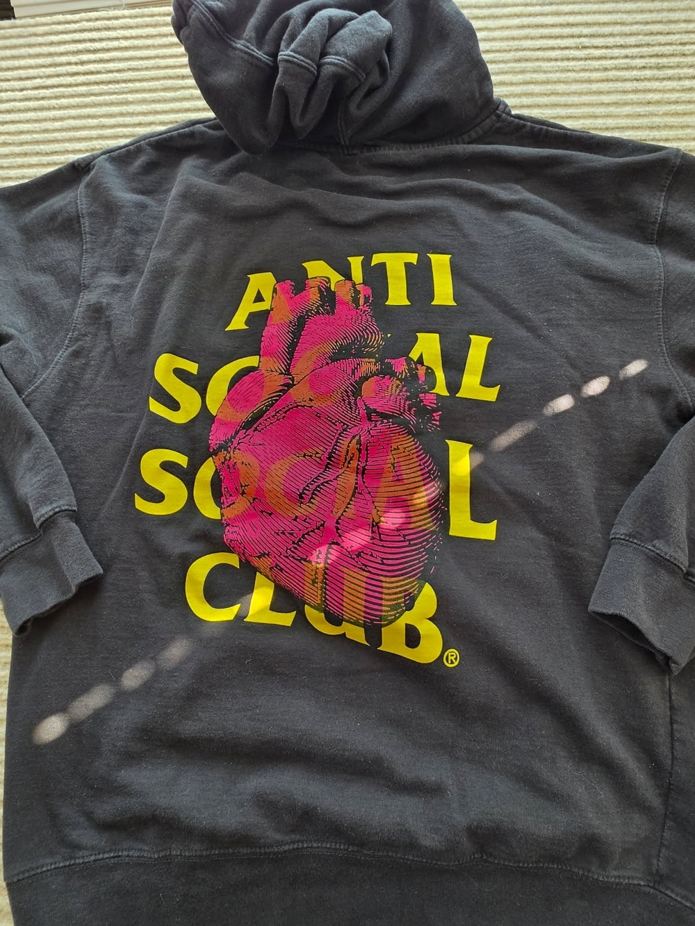 Anti Social Social Club Black Pullover "Pulse"  Hoodie Med Graphic Logo